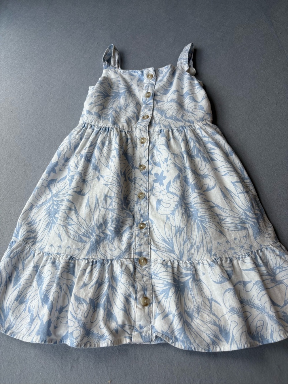 Gymboree Tropical Blue & White Floral Button-Front Sundress Sz 6 Vacation Resort